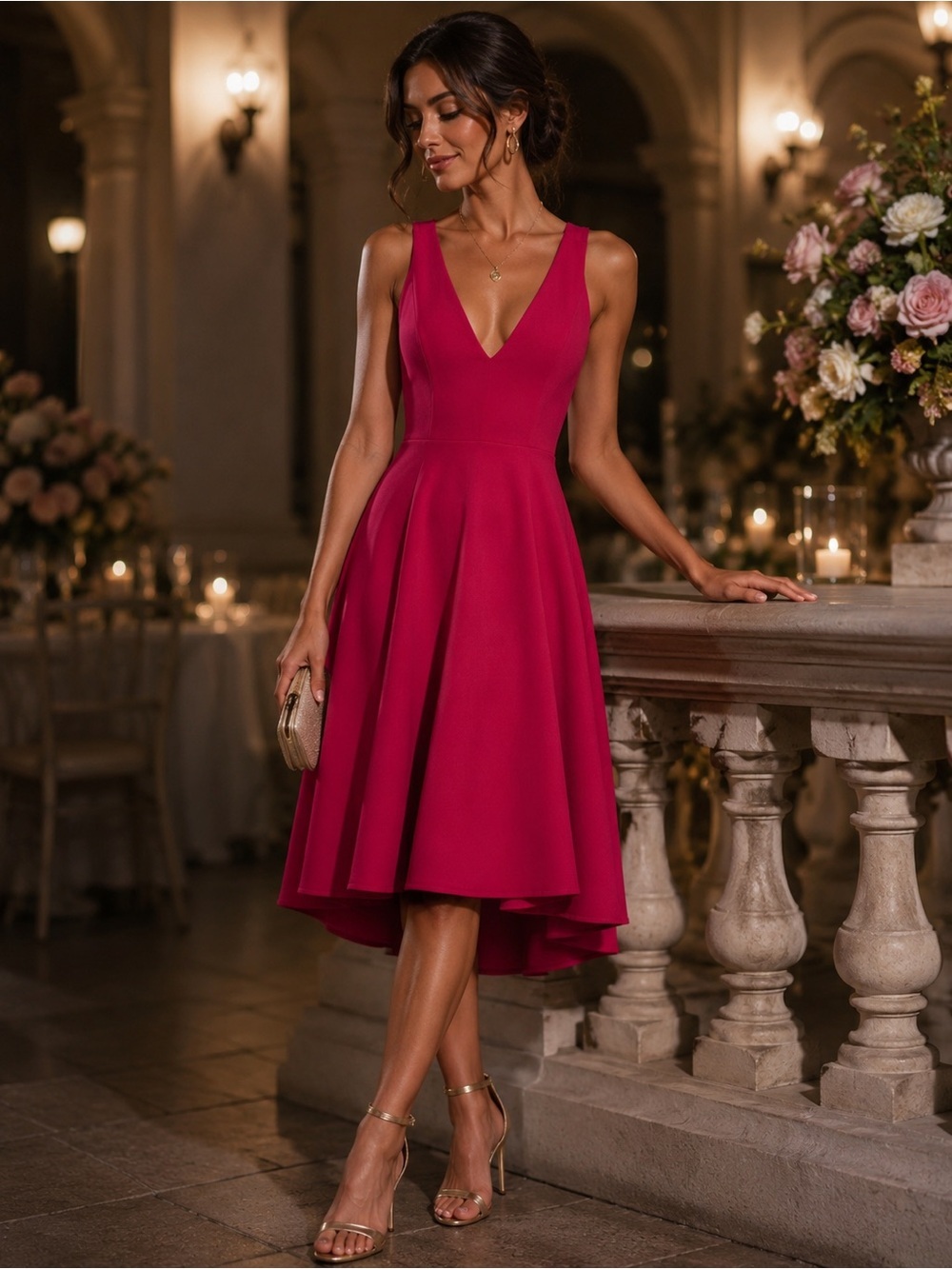NEW | Lulu's | Sleeveless V-Neck Crossback Dress in Fuchsia - Size Small